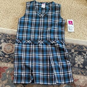 A+ Blue Plaid Sleeveless Dress